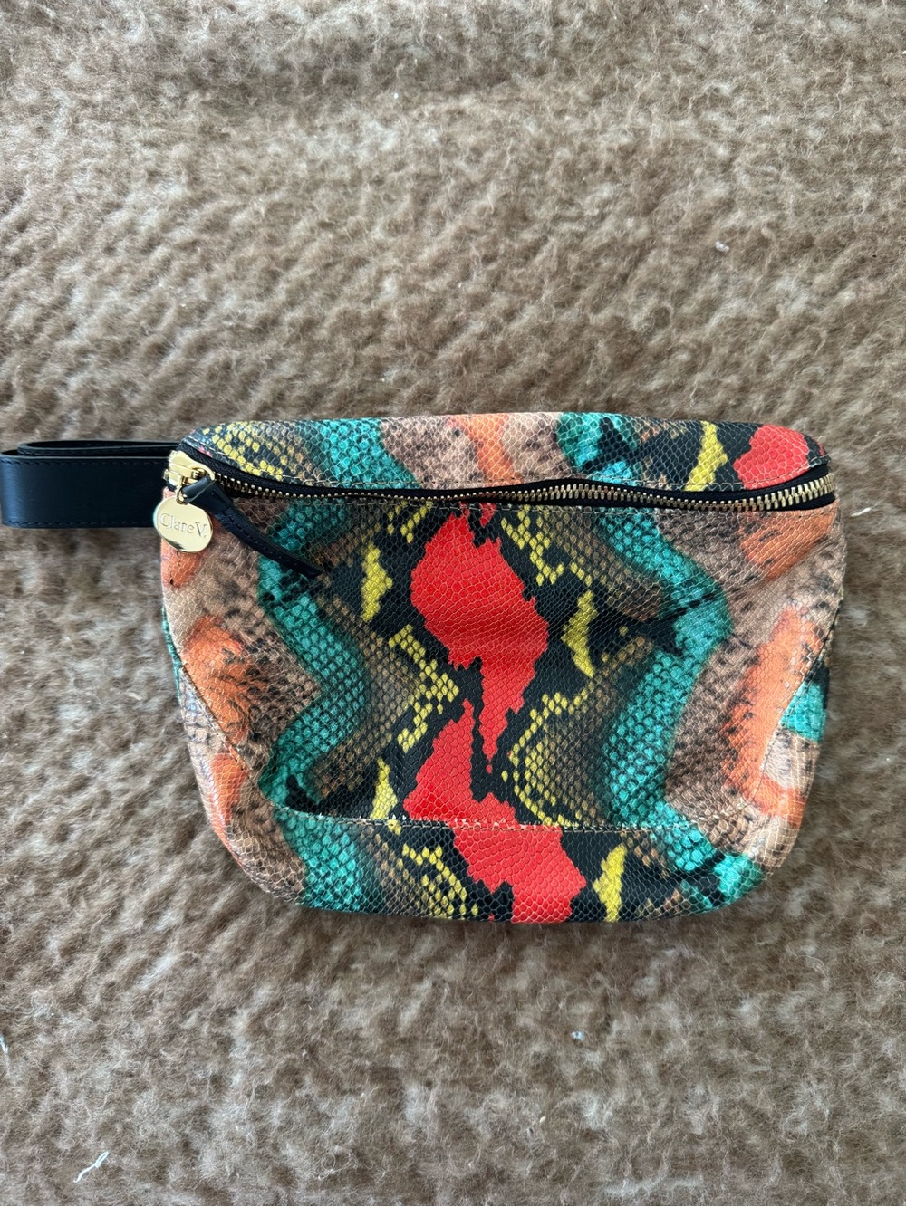 Clare V. Fanny Pack Colorful Snakeskin Print Belt Bag - Multicolor